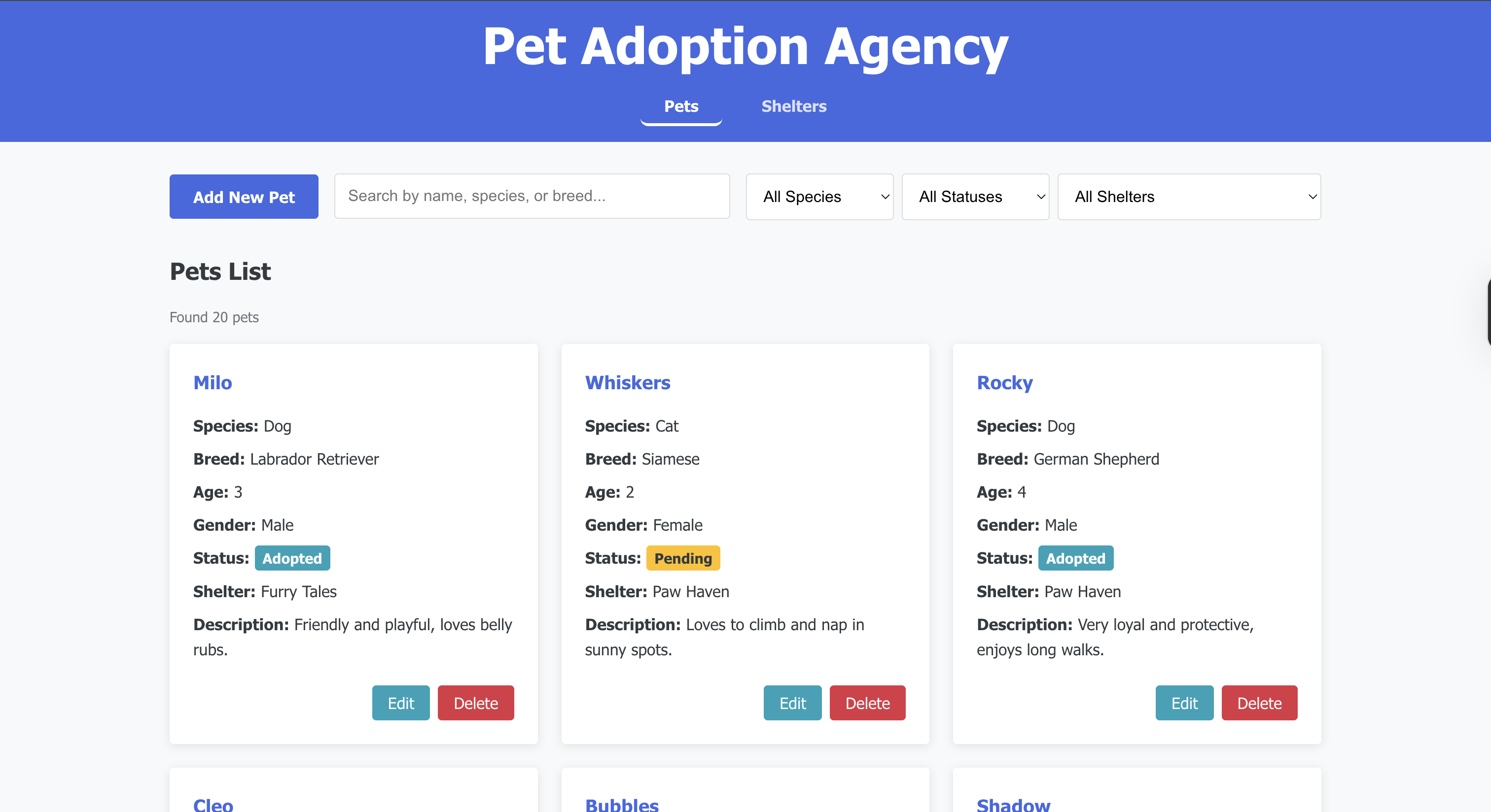 Pet Adoption Management System
