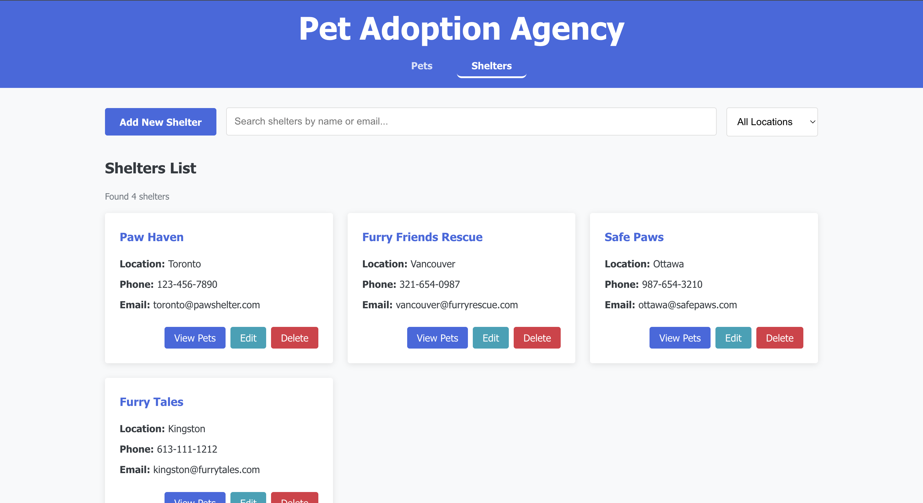 Pet Adoption Management System