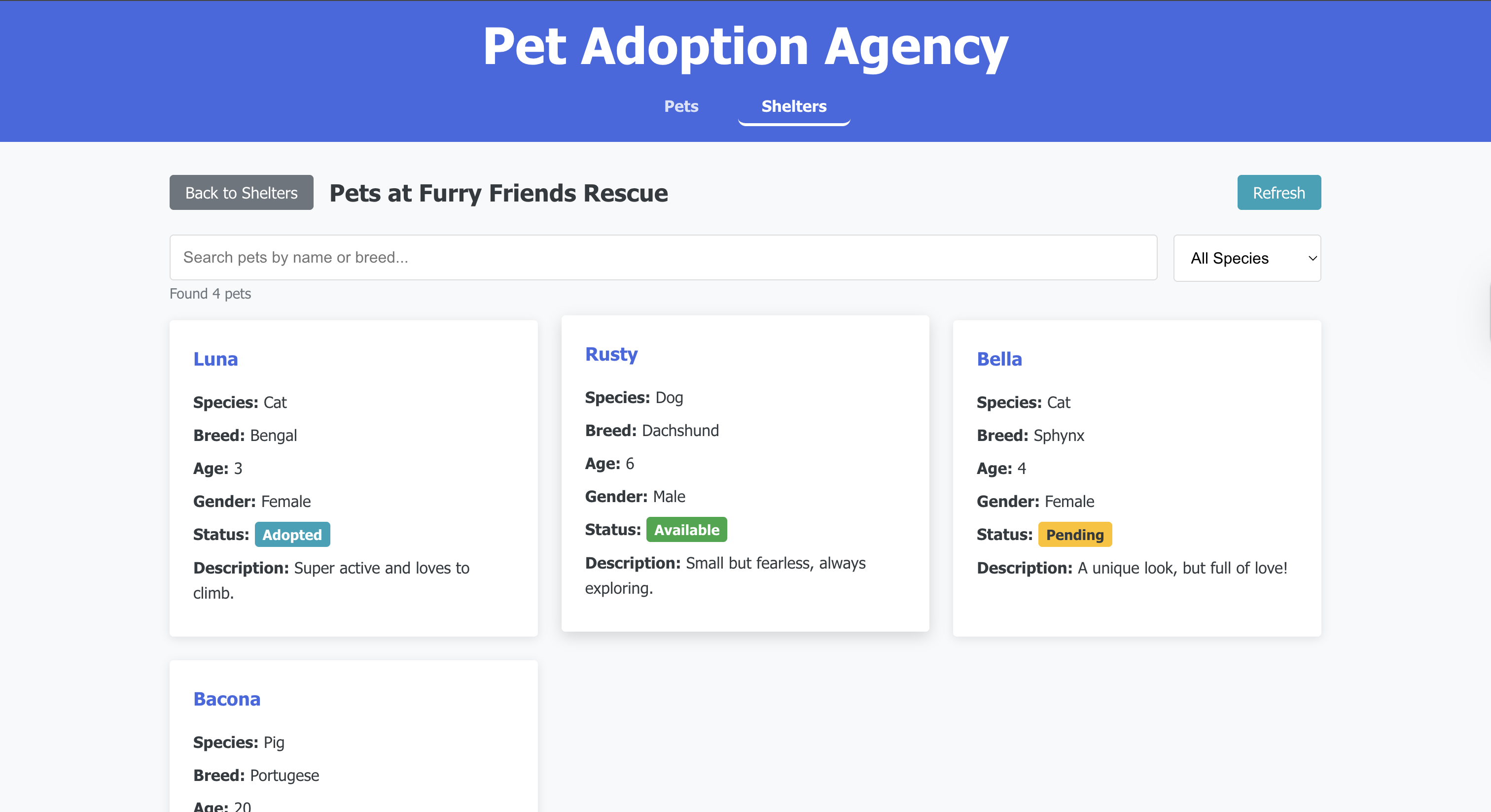 Pet Adoption Management System
